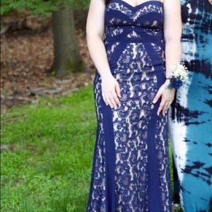 JVN by Jovani Blue Lace Prom Dress/Evening Gown